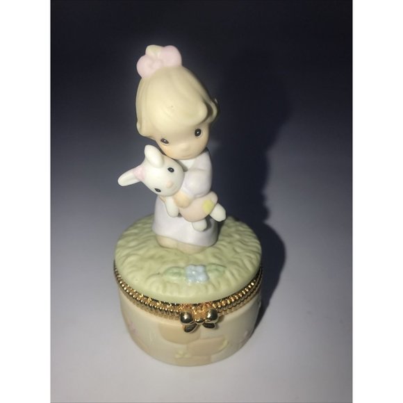 VINTAGE PRECIOUS MOMENTS TRINKET BOX 1998 & ENESCO LETS BE FRIENDS FIGURINE 1991 - Picture 2 of 10